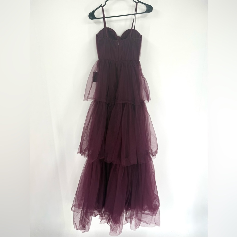 Lulus Unforgettable Poise Tulle‎ Bustier Tiered Maxi Dress, Plum Purple, XS, NWT - Picture 11 of 15